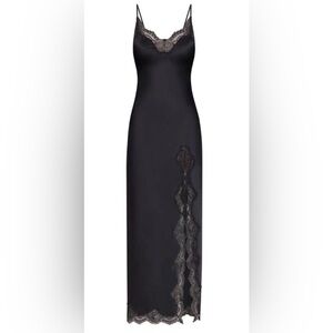 Black Lace Trim Skims Dress